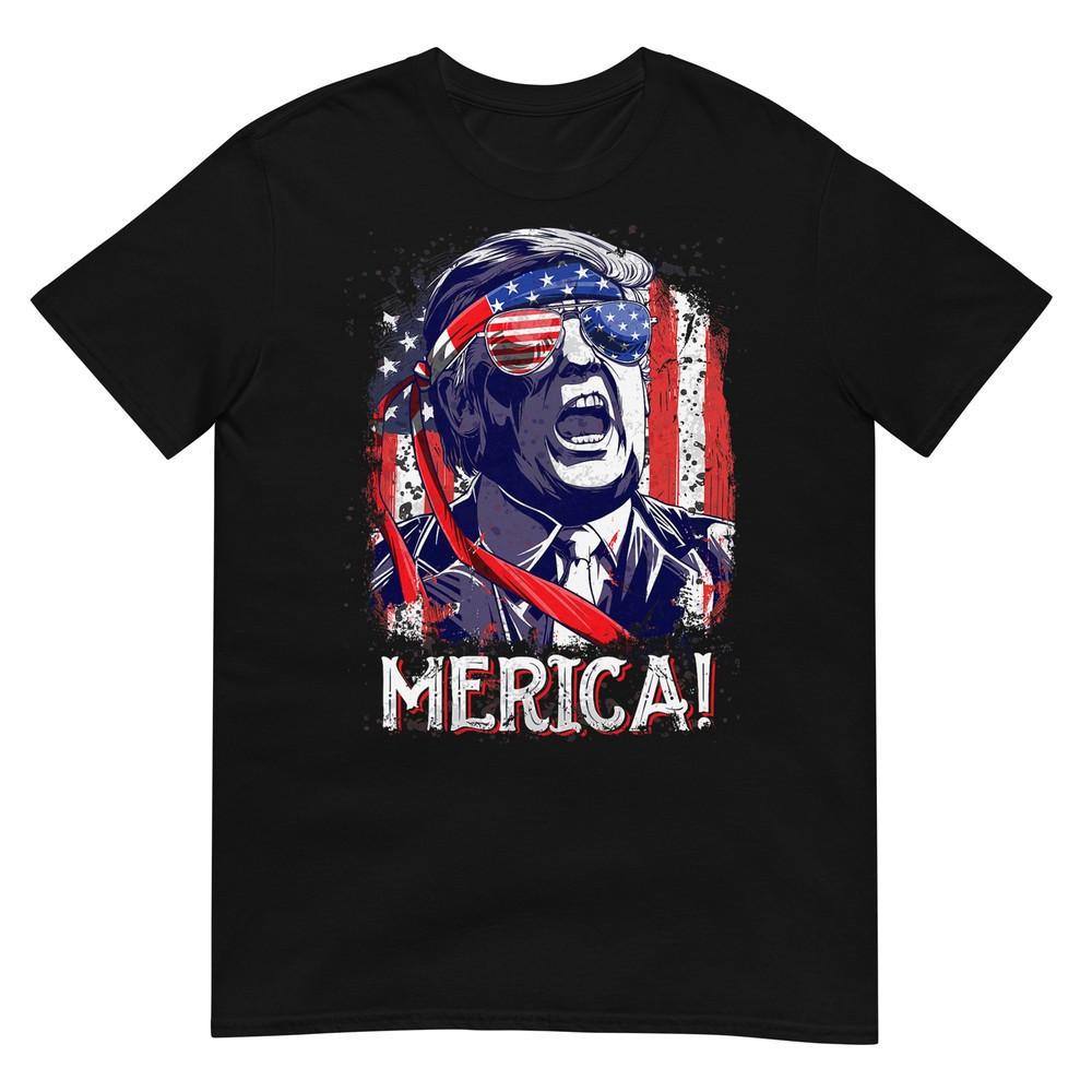 Трамп 4 июля Мерика Мужчины Женщины США Американский флаг Винтажная футболка XL