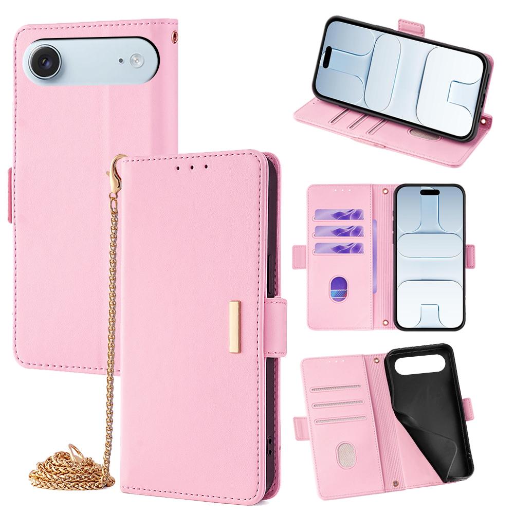 For iPhone Air Case PU Leather Wallet Stand Phone Cover with Crossbody Shoulder Strap