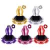 Vestido de Performance de Dança e Festa para Crianças: Vestido Tutu de Gola Halter Sem Mangas Costas Abertas com Lantejoulas por Toda Parte e Laço de Cabelo Combinando