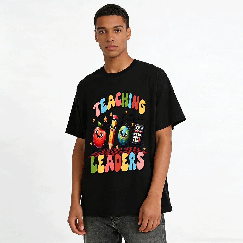 Teaching Future Leaders Back To School Teacher Graphic Tee Pure cotton T-shirt