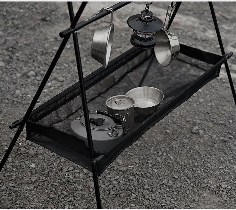 Mountain Fun Outdoor Folding Tripod Rack: Pot, Lamp & Storage Holder