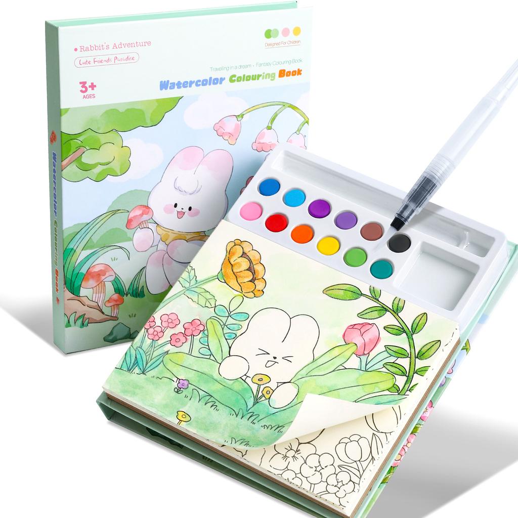 Coloring Book Water Drawing Brush Paint Kit Kid's Watercolor Gouache Graffiti Sticky Notes Coloring DIY Paints Painting Set