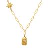 European Winter Zircon Hexagram Pendant Necklace In 18K Gold-Plated Titanium Steel