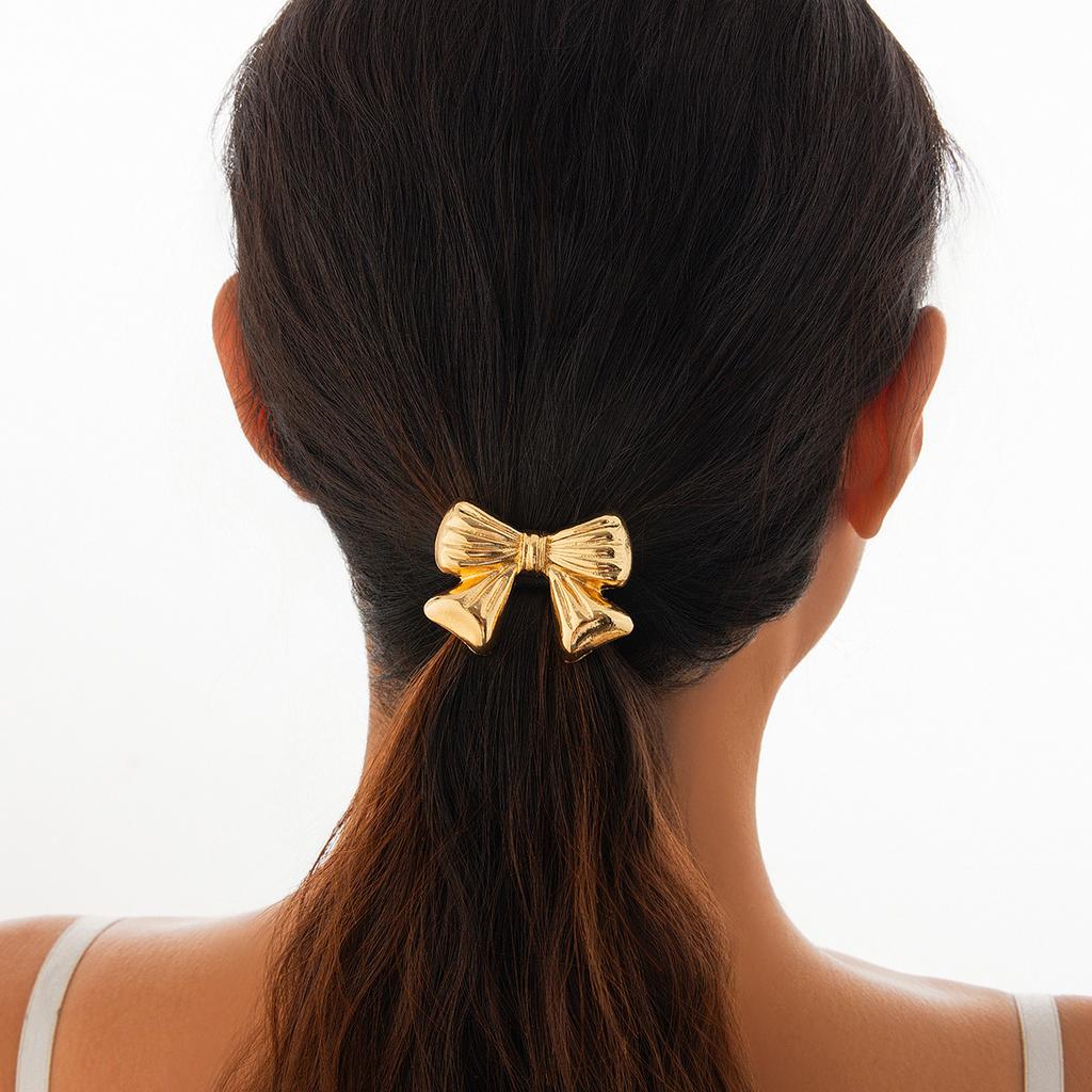 ins simple flower rubber band bow metal hair band, simple elastic hair rope head jewelry
