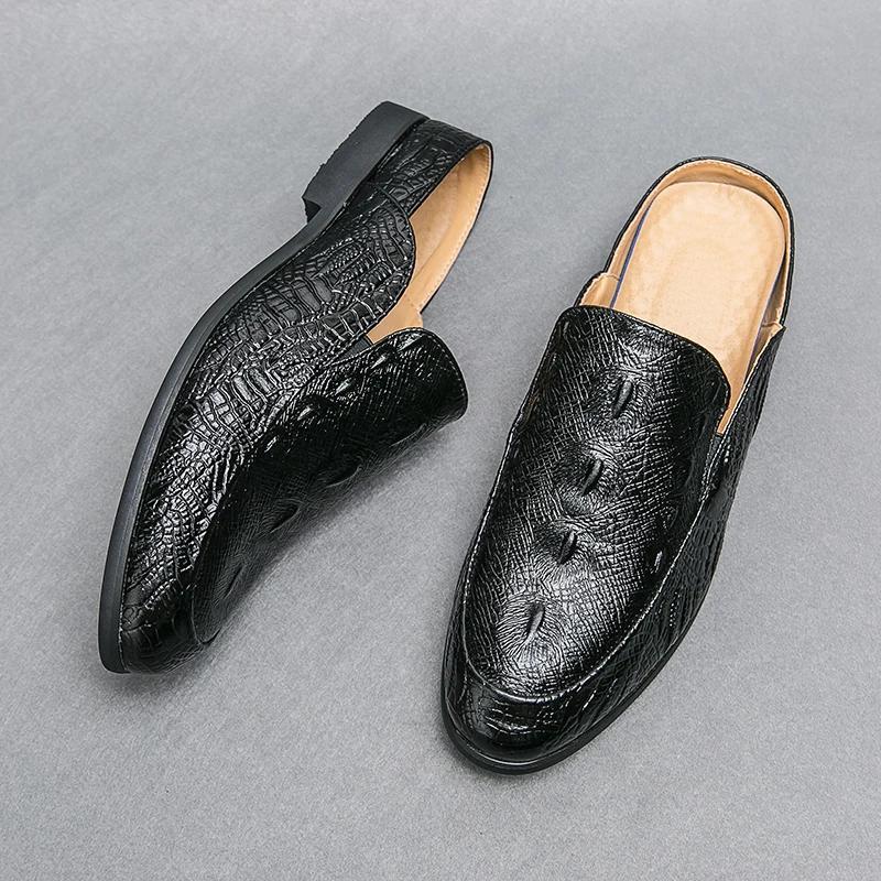 Black Men Sandals Business Brown Round Toe Men's Formal Shoes Handmade Pu Leather  Size 38-46