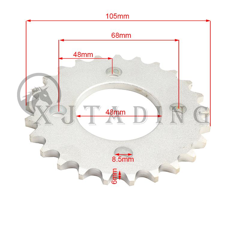 420/428 Chain 25T Tooth 48MM Rear Sprocket Gear for 110cc 125cc 140cc Motorcycle Pit Dirt Bike ATV Buggy Go Kart Quad Parts