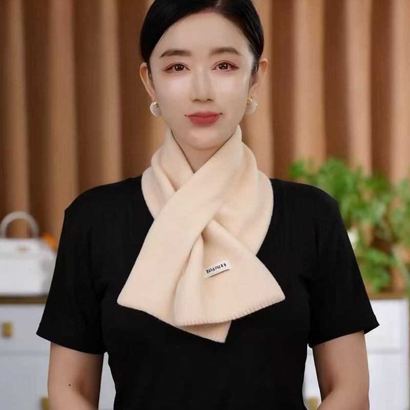 Winter Imitation Wool Blend Knitted Small Scarf Women's New Versatile Atmosphere Warm Cross Scarf Neck Protection Collar Scarf
