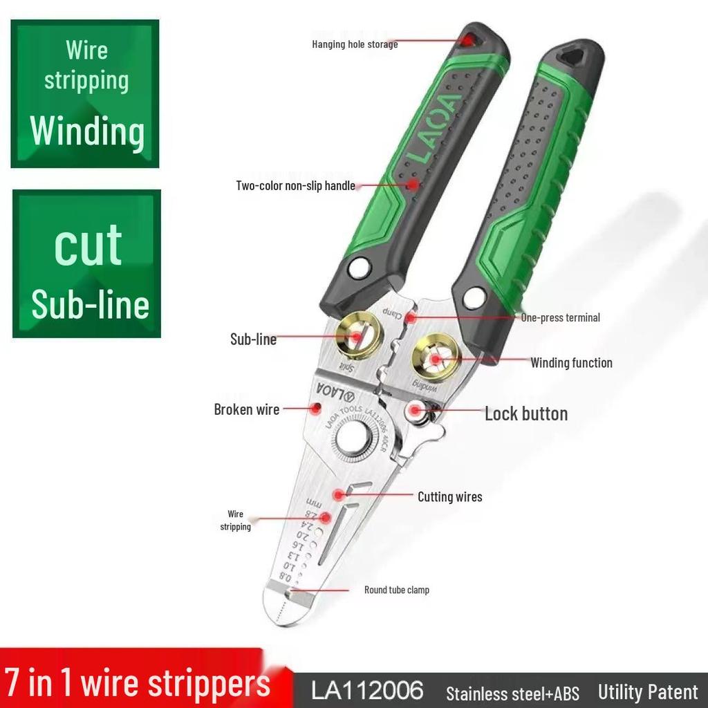 Multi-Functional Electrician's Stainless Steel Wire Stripper & Crimping Pliers