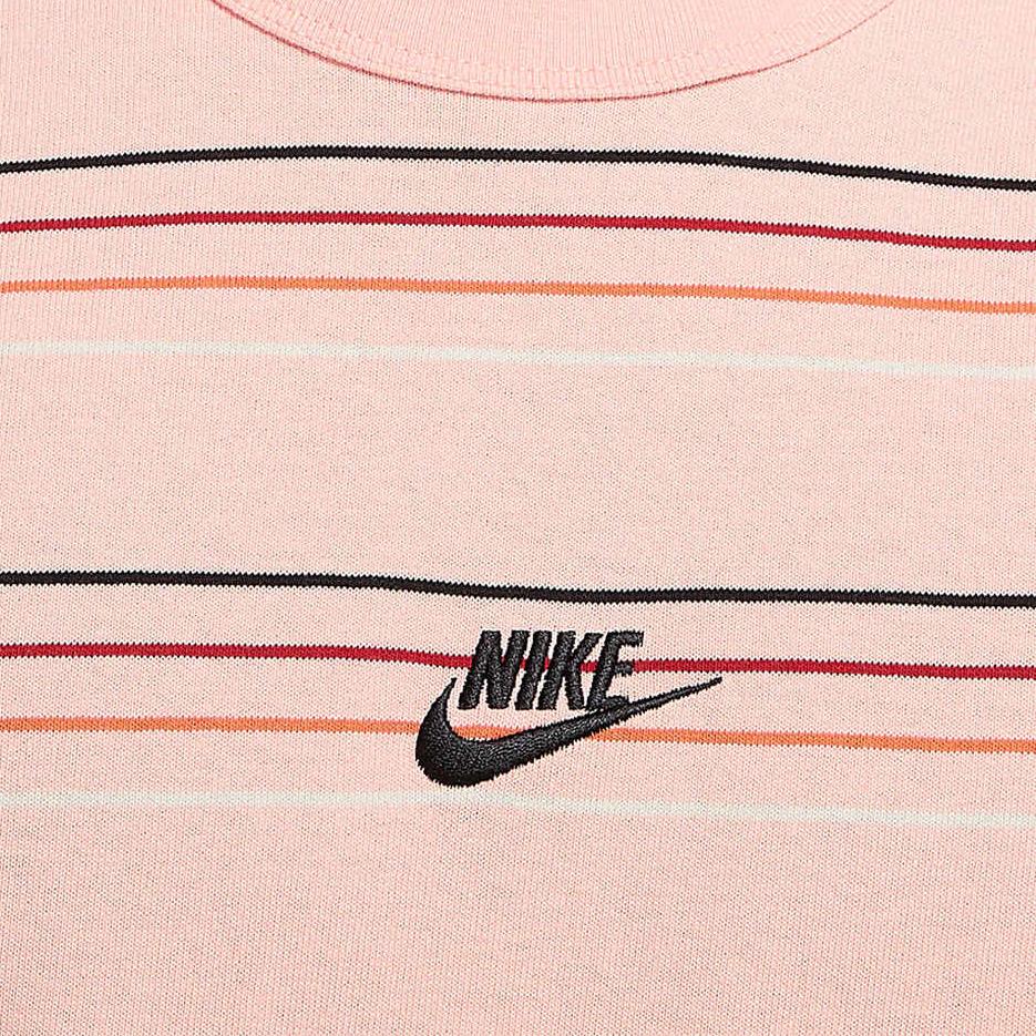 Nike Embroidered Logo Striped Loose Knit Sport Shortsleeve T-Shirt Men Tops Pink DB6532-800