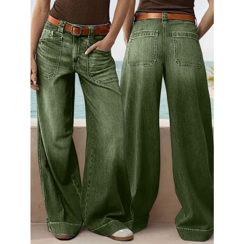2026 New Women's Loose Fit Wide Leg Straight Jeans, Vintage Slimming Cropped Denim Pants for Casual Daily Wear