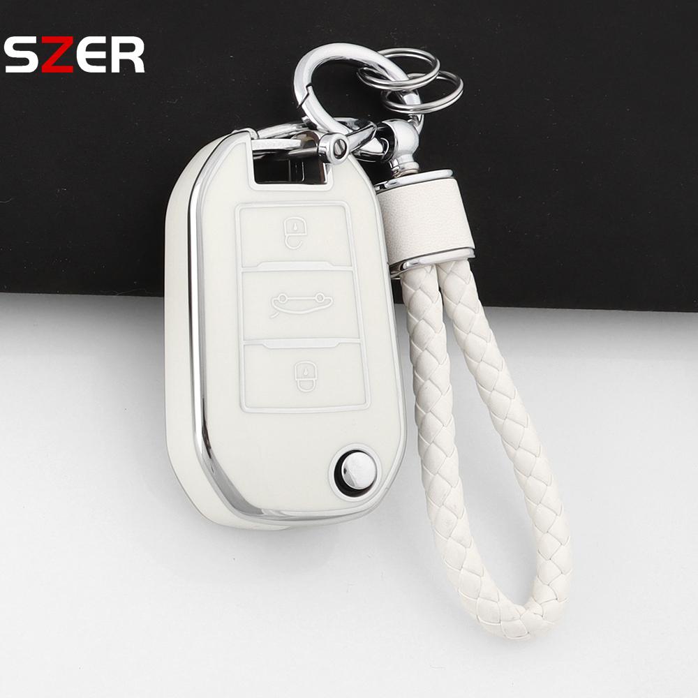 New Tpu Car Key Case Cover For Peugeot 208 308 408 508 2008 3008 4008 5008 For Citroen C3 C4 Cactus C6 C8 Protected Shell Fob