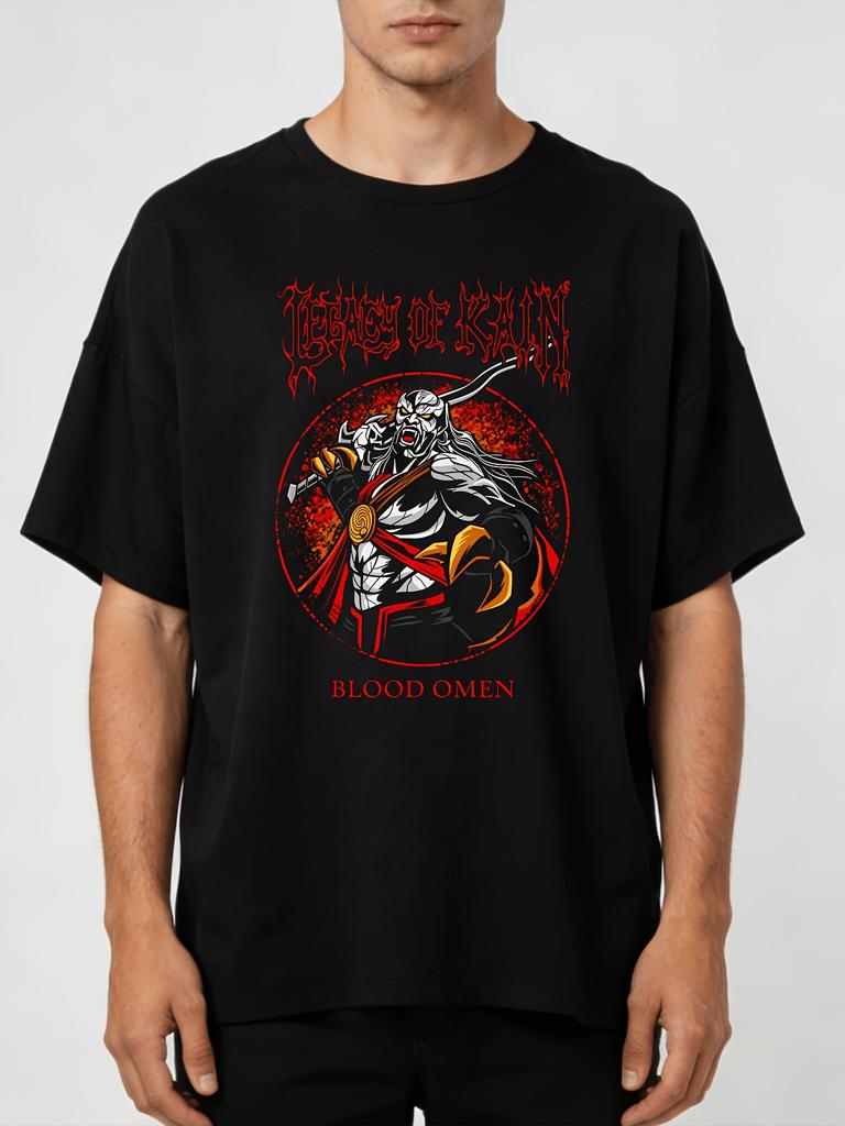 Kanes Blood OUnisex Themed Printed Tshirt Unisex Casual Pure Cotton Short Sleeved Shirt Round Neck Design Game Enthusiast