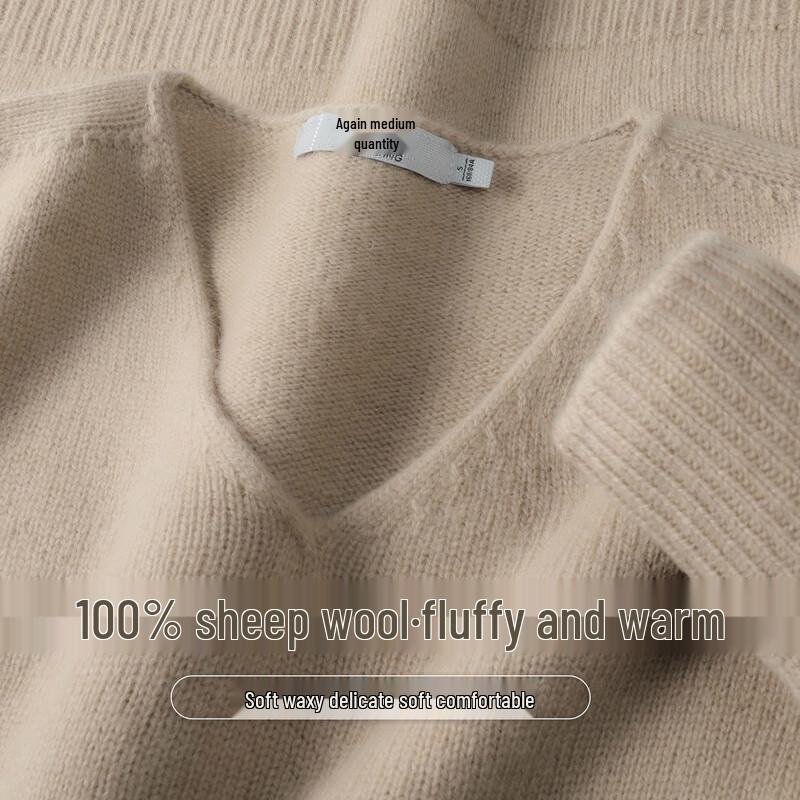SNOWFLYING Women's 100% Merino Wool V-Neck Sweater