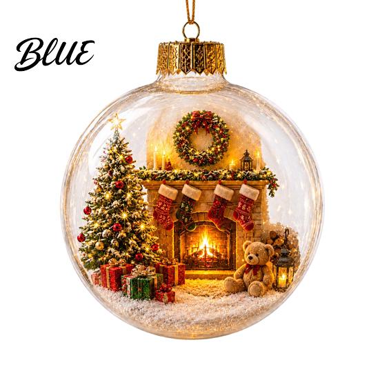 Glowing Christmas Ornaments Story Ornament Mini Holiday Scene In Ball with Warm LED 3D Acrylic Hanging Baubles Light Clear Decoration for Tree Home