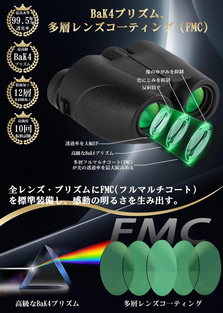 Compact Binoculars for Live Performances, 20x Magnification, Ultra-Lightweight, Concert Compatible, Eyeglasses Compatible, BAK4 Optical Lens,