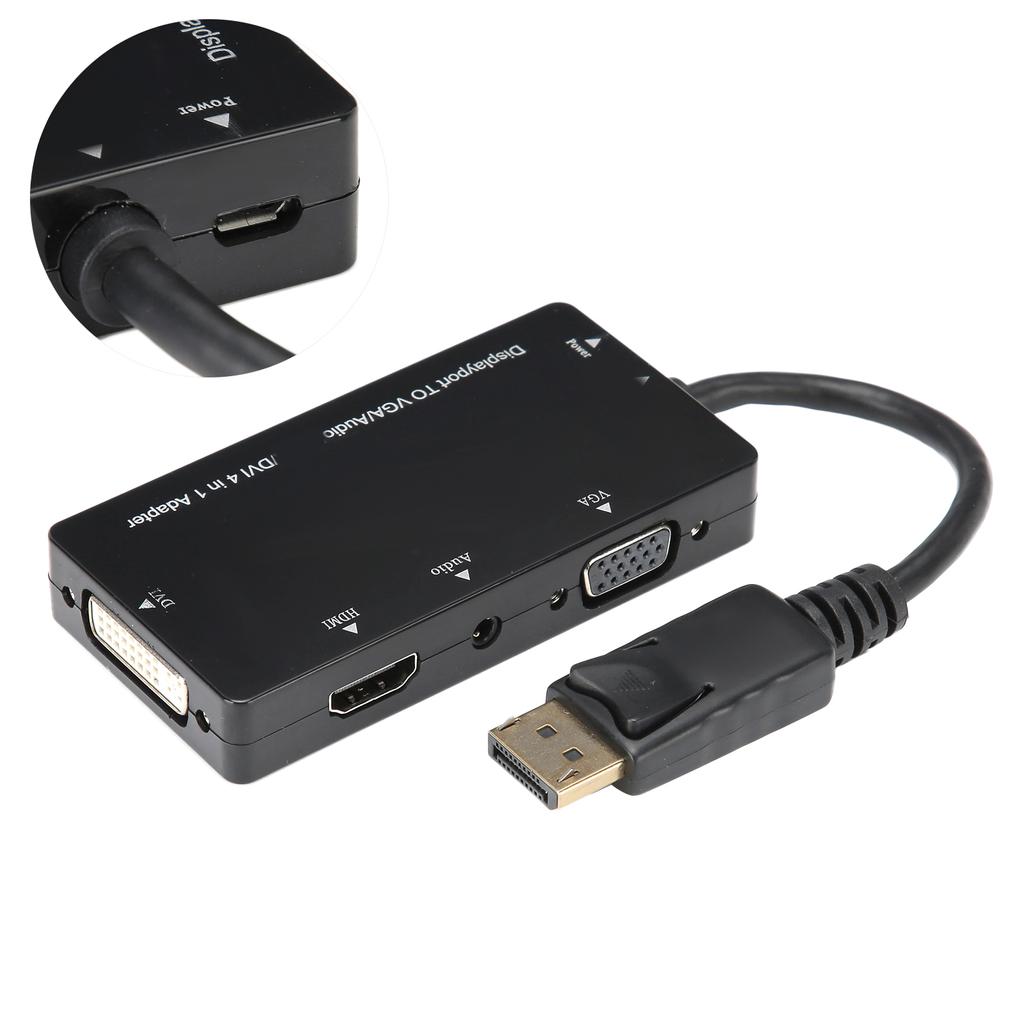 4‑in‑1 Adapter Cable Displayport To HDMIVGADVIo Converter Multifunction