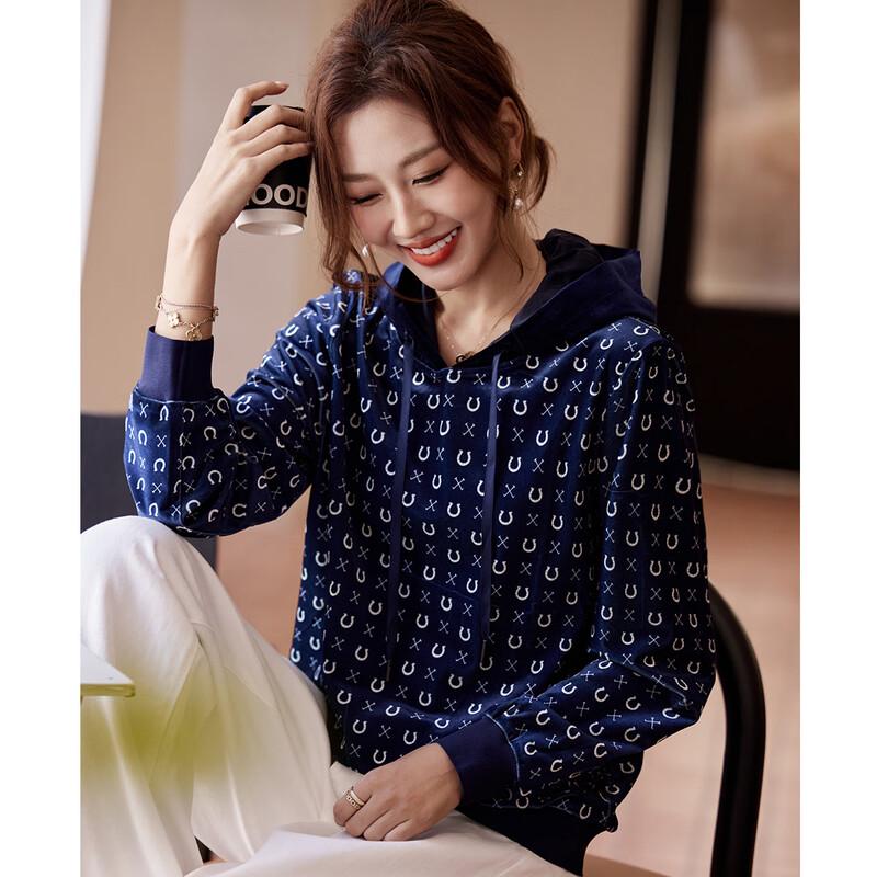 KAVON Hooded Long-Sleeve Knit Sweatshirt M