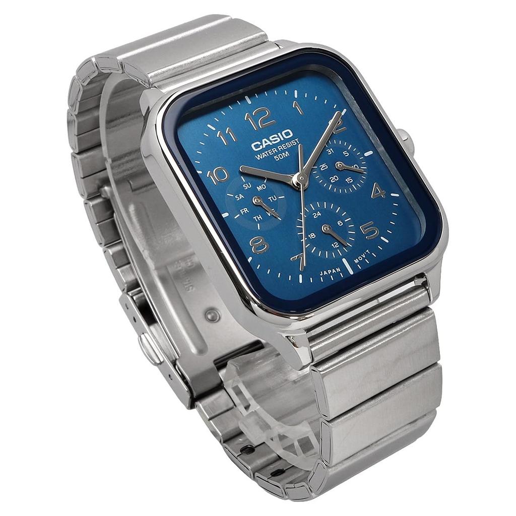 CASIO Standard Round Rectangle 24-Hour Display Multifunction Analog Men's Watch MTP-M306D-2AV Blue