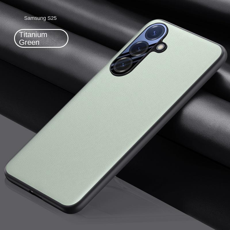 For Samsung Galaxy S25 25 Plus S25 Ultra Leather Metal Lens Integrated Air Cushion Anti-Drop Anti-Fingerprint Phone Case