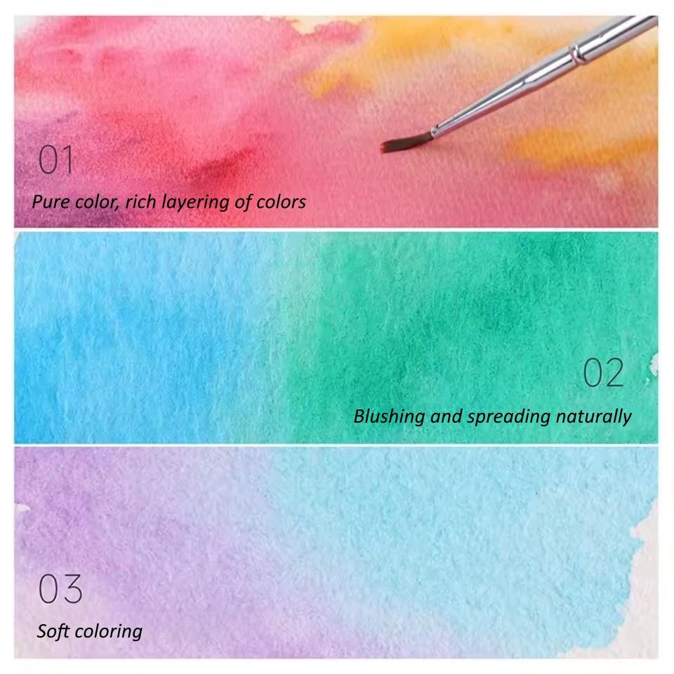 16 Colors Solid Watercolor Set Mini Portable Watercolor Paint Set With Brush & Palette Travel Sketching Painting Box Art Drawing