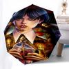 Dark Girl Themed Automatic Opening and Closing Umbrella, Compact Travel Umbrella, Lightweight and Portable, Suitable for Beach Commuting Bus