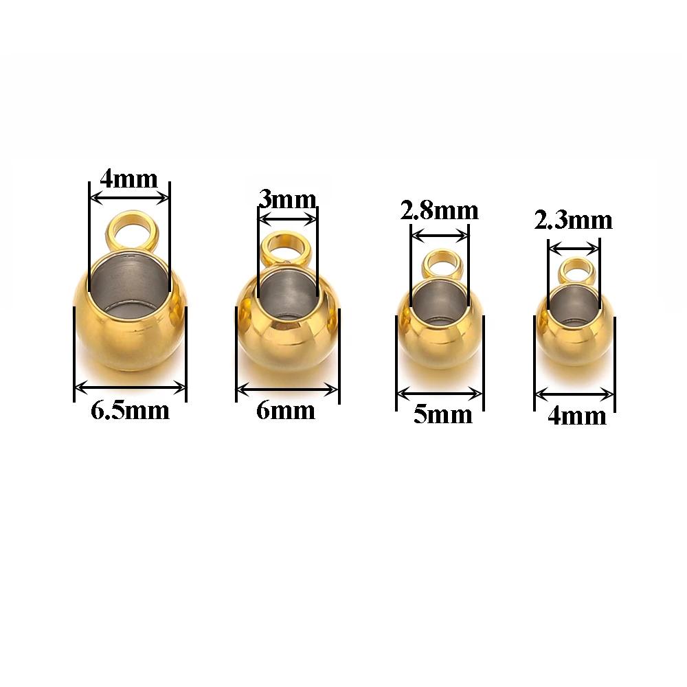 20pcs Stainless Steel Spacer Beads Pendant Charms Clasps Gold Color Bail Beads for DIY Jewelry Making Findings Hole 2-4mm Beads