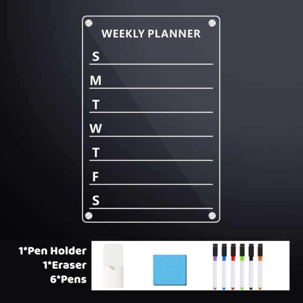 Schedule Magnetic Calendar Memo Reusable Rewritable Fridge Clear Board Kitchen
