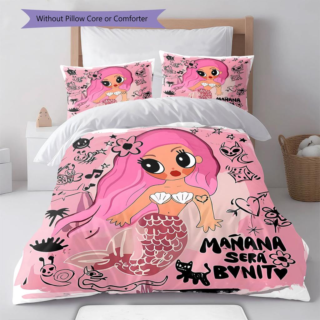 Karol G Pattern Bedding,Quilt Set Quilt Cover Pillowcase Home Birthday Gift(1 * Duvet Cover + 2 * Pillowcase, Without Core)