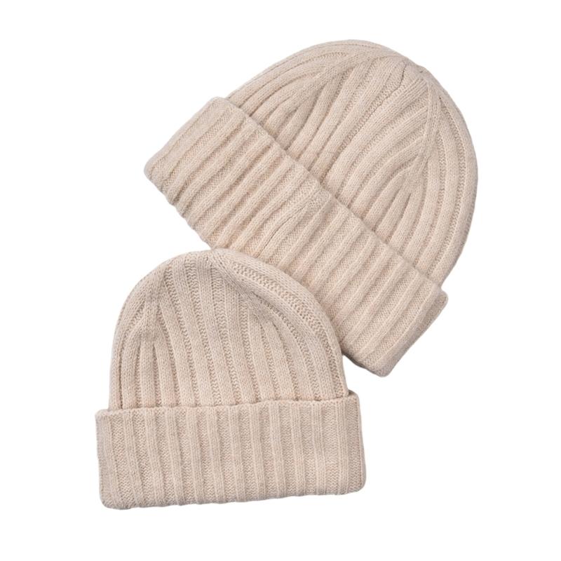 

Stretchy Ribbed Color Hat Breathable Fabric Warm Acrylic Knitted Hat for Men Women Teens Parent child model