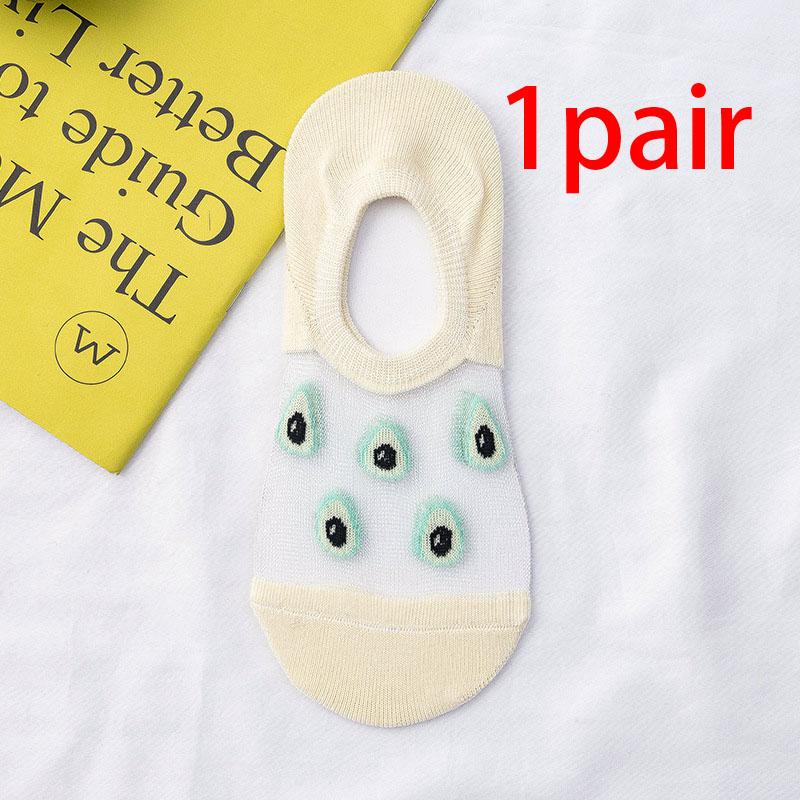 Весна-літо Нові бавовняні жіночі шкарпетки Солодкі скляні шовкові шкарпетки Милі фрукти Невидимі шкарпетки-човни