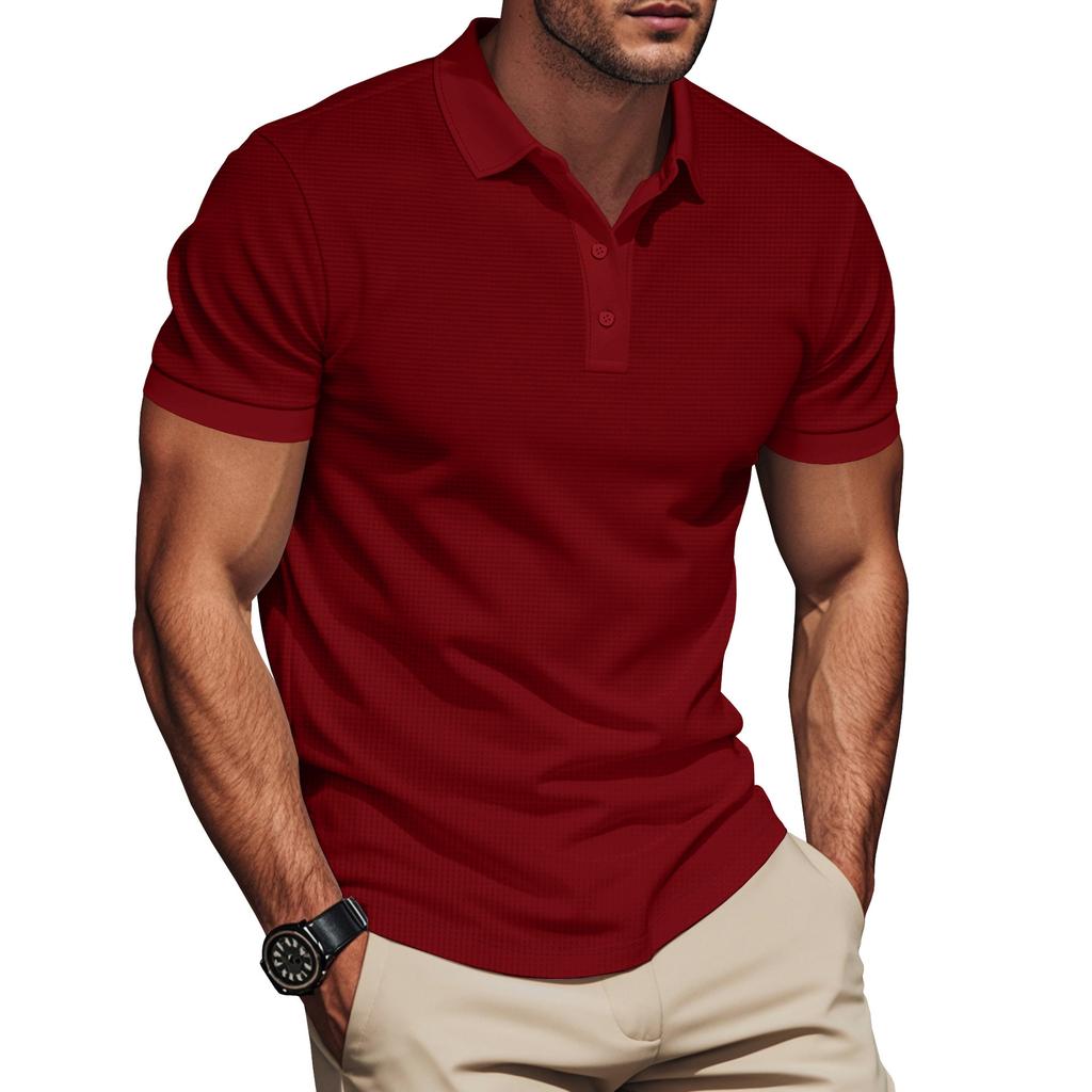 Summer New Men's Polo Shirt Solid Color Lapel Color Matching Short-sleeved Men's Polo Shirt In Stock