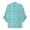 Women's Fashion Casual Button V-Neck Seven Sleeve Vintage Printed Shirt Top