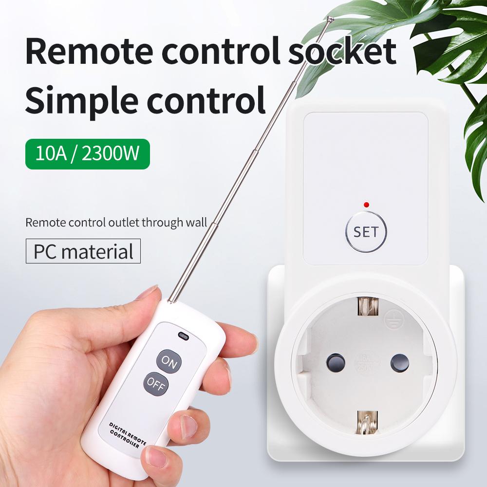 AL09G-RC 433Mhz Wireless Remote Control Socket Universal Smart Plug EU Power Outlet 10A 220V for Home Appliance Light Fan