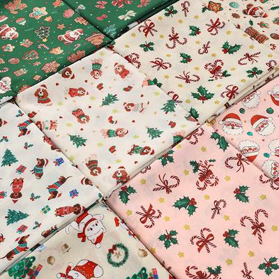 0.5m/1m/5m Çizgi Film Yılbaşı Baskılı Kumaş, Yılbaşı Dekoratif Kumaş, Masa Örtüleri, Perdeler, El Yapımı DIY Dikişlik Kumaşlar