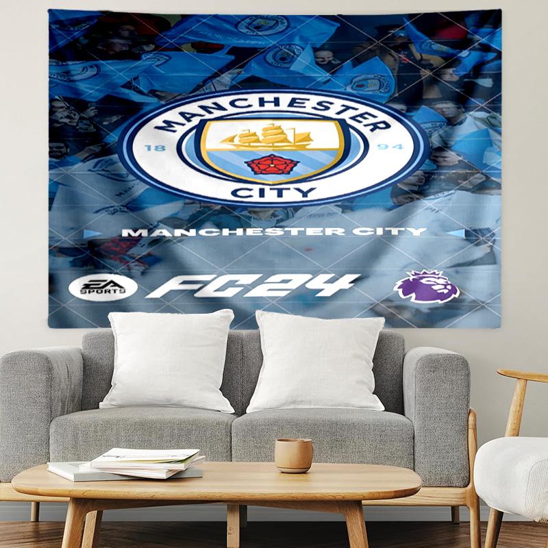 Manchester City FC Print Tapestry, Lightweight Wall Hanging, for Bedroom, Dorm, Living Room, Home Art Decor - Birthday Christmas Gift for Friends
