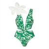 1011 Europäisches und amerikanisches neues Bikini-Blumen-Dekorationsdruck-Split-Badeanzug- und Wickelrock-Set 1111