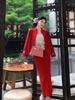 Winter 2026 Red High-End Double-Sided Wool Coat and Skirt Suit for Women, Chinese Style - NY033.
