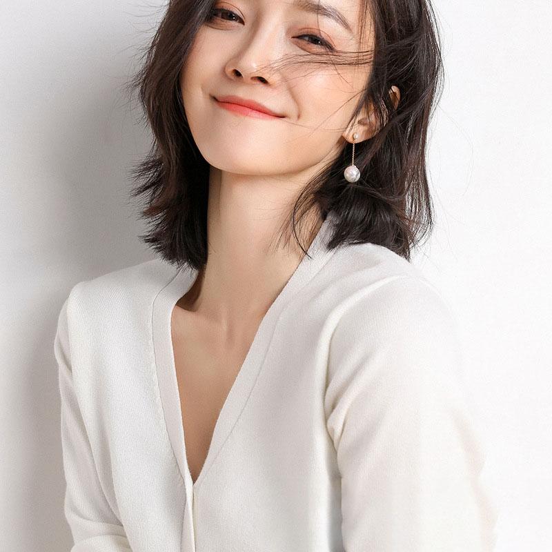 

Женский свитер, однотонный вязаный кардиган с v-образным вырезом на пуговицах и длинными рукавами, верхнее пальто, теплое, большие размеры, большие размеры XS белый