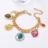 Literary retro light luxury high-end design sense alloy resin color matching ethnic style pendant multi-layer necklace