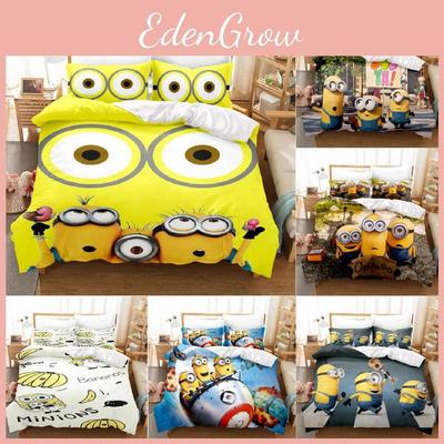 Duvet Anime Minions Cover Set Comforte Printed Cartoon Twin Bedding Christmas