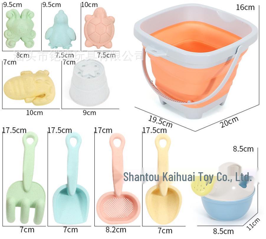 Children's Foldable Beach Toy Set: Bucket, Shovel, Sand Timer, and Digging Tools for Sand and Water Play