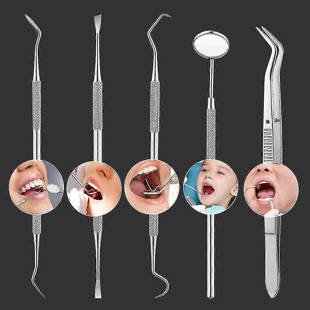 6pcs Dental Hygiene Tool Kit Instruments Dentist Tartar Scraper Scaler Calculus Plaque Remover Teeth Cleaning Oral Care Tool