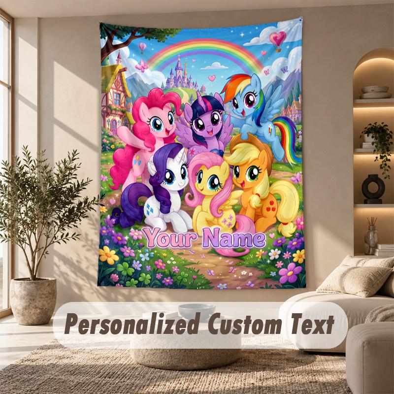 My Little Pony Tapestry, Personalized Custom Text, Wall Hanging Tapestry For Living Room Home Wall Decor