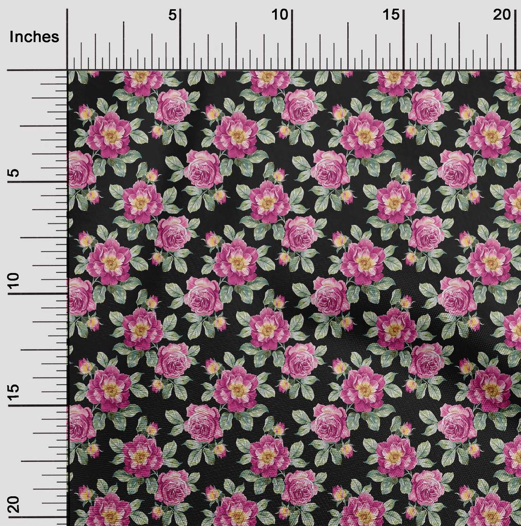 oneOone Georgette Viscose Black Fabric Florals Sewing Material Print Fabric By The Yard 42 Inch