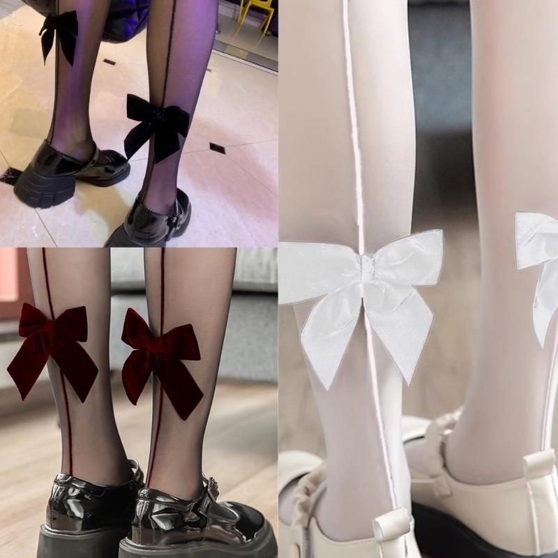 Summer Thin Sheer Bowknot Stockings for Women Sexy Shrimp Stockings Pantyhose 5D Control Top Pantyhose Tights