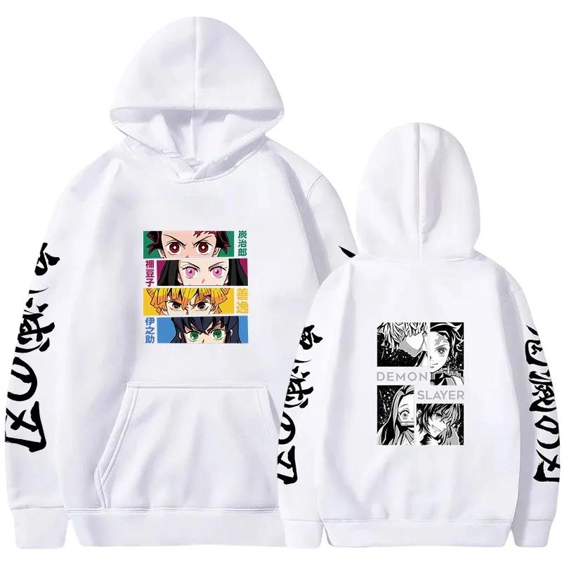 Demon Slayer Harajuku Casual Japanese Anime Printed Hoodie Autumn Winter Comfortable Fleece Long Sleeve Pullover Sweatshirts