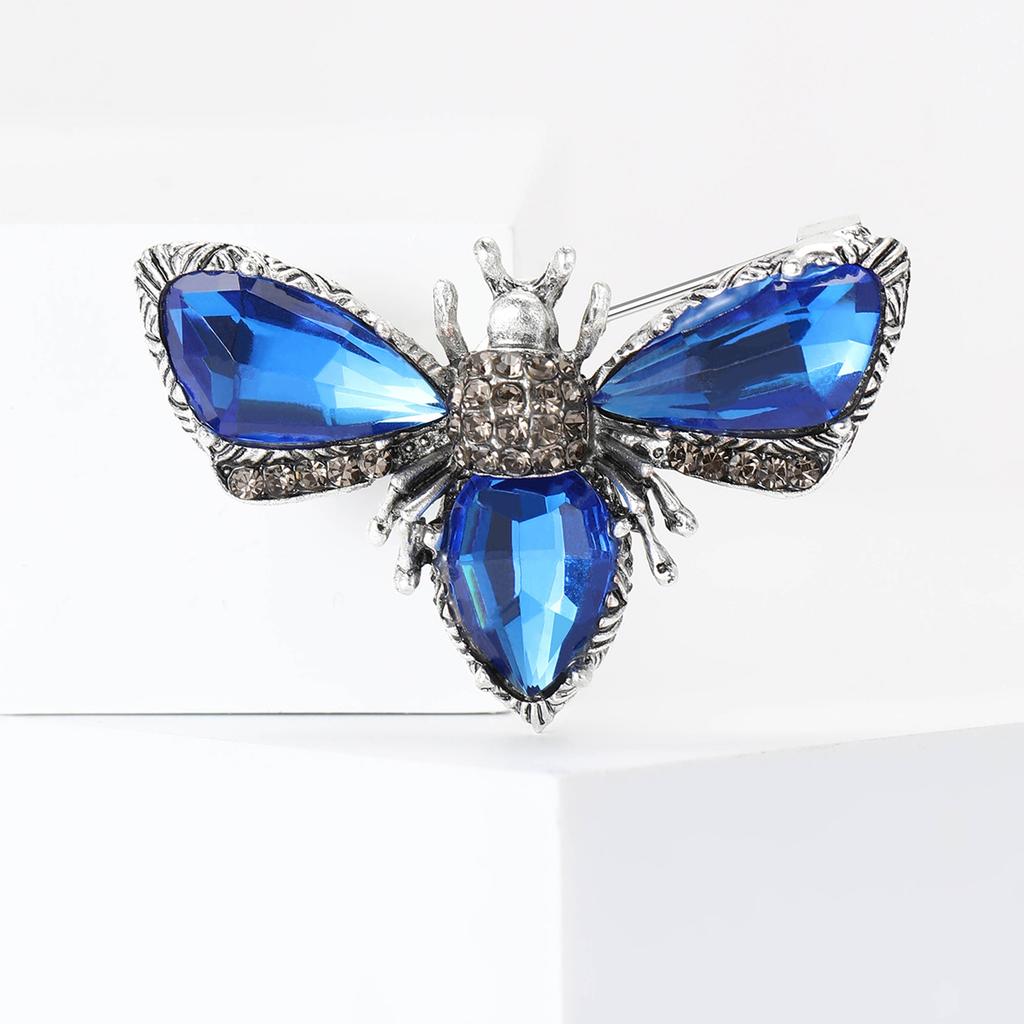 Stylish Luxury Glass Bee Brooches for Women Unisex Rhinestone Insect Pins Event Party Backpack Decoration Clothes Accessories
