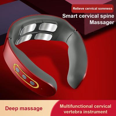 Electric Massager for Neck, Shoulders, Pulse Function, Heated, for Pain Relief, Muscle Relaxation, Red