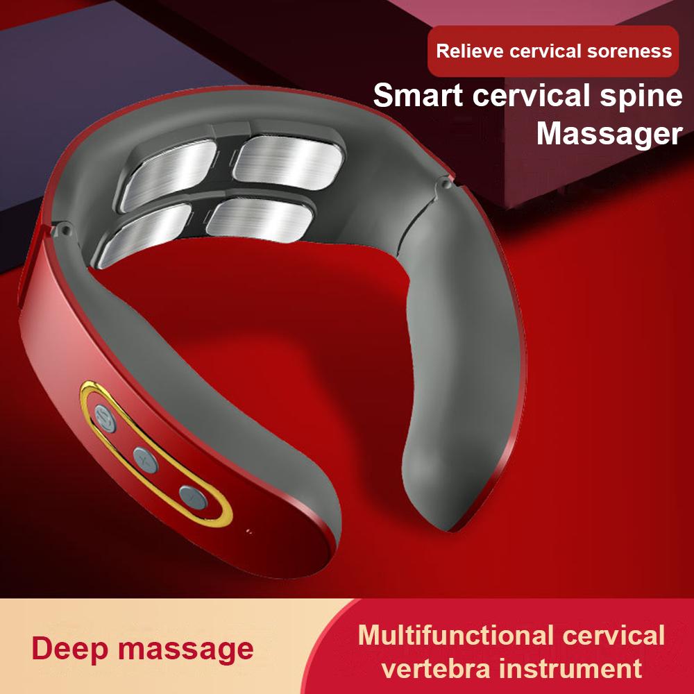 

Electric Cervical Neck Shoulder Pulse Massager Heating Pain Relief Muscle Relax Red