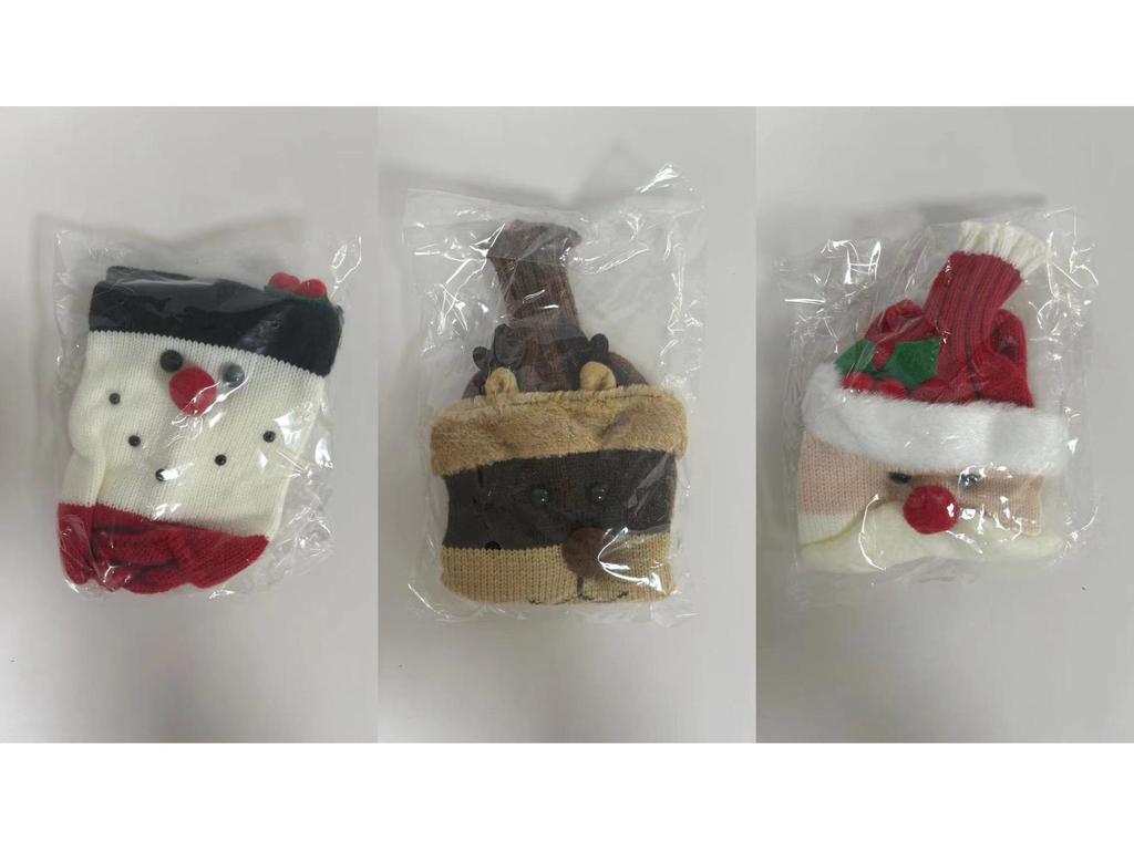 Knitted Santa & Snowman Wine Bottle Covers - Christmas Party Decor